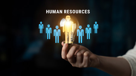 Human Resources (HR) management and corporate leadership. A concept of team building, recruitment, and employee management for company success. Motifの写真素材