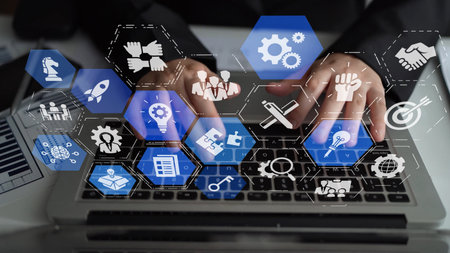 Innovation icons show creativity, teamwork, and project development. Innovation helps organizations...