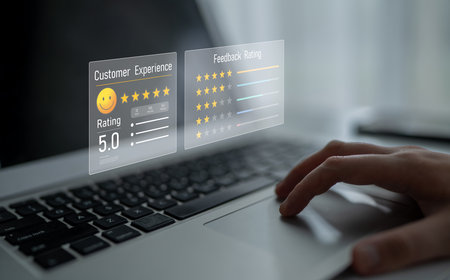 Analysis of customer feedback and reviews to improve satisfaction, monitor ratings, and extract insights from user experiences and sentiment. Vouchの写真素材