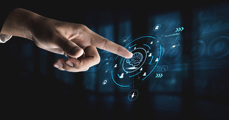 Business intelligence and knowledge management for data-driven decision making. Analysis of company and customer information for strategic insights.の写真素材