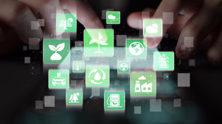 Clean energy supports sustainability, and clean energy sources reduce pollution. With clean energy technology, the future depends on clean energy transformation.の写真素材