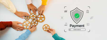 Concept of a secure payment gateway. This system uses encryption and authentication to protect...