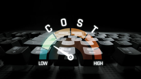 Expense control concept visualizing expense, cost, and spending with emphasis on budgeting, cost control, and financial planningの写真素材