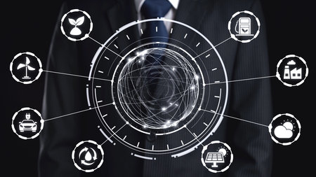 Clean energy supports sustainability, and clean energy sources reduce pollution. With clean energy technology, the future depends on clean energy transformation.の写真素材