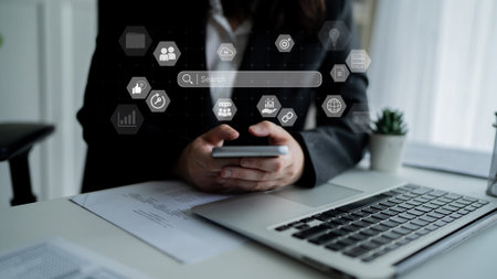 Search bar representing digital marketing, SEO analysis, and network data management Parseの写真素材