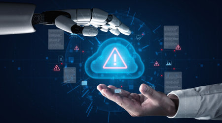 AI-driven cloud interface automatically detecting and managing cybersecurity threats, ensuring...