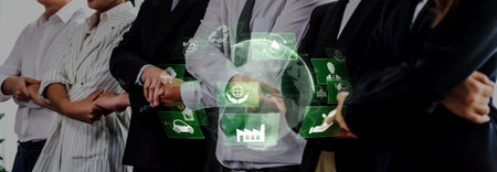 A diverse business team stands united with arms crossed, symbolizing collaboration and innovation in...