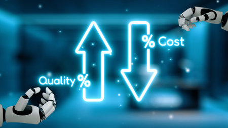 AI boosts quality and reduces costs with smart analytics and virtual tools that support Lean, Six Sigma, and TQM for better efficiency.の写真素材
