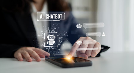AI chatbot using prompt engineering and LLM deep learning delivers explainable generative AI for smarter, more efficient business support.の写真素材