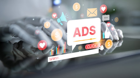 AI drives digital marketing and online ads with smart targeting, content automation, and ROI tracking for business growth.の写真素材