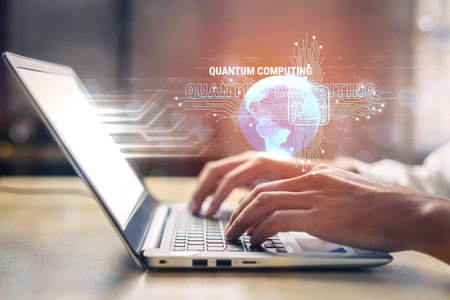 The future of global high-performance computing with quantum technology. This innovation in computing will solve complex problems. Motifの写真素材