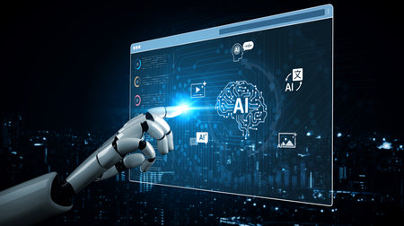 A generative AI assistant showcases its multimedia content creation dashboard. This platform can...