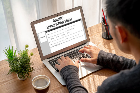 Online application form for modish registration on the internet websiteの写真素材