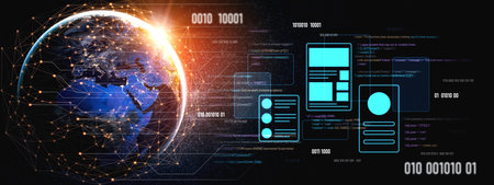 UI UX mockup showing application layout, structure, and code interface. UI design defines user flow, UI design improves clarity, UI design enhances experience, and UX design supports logic.の写真素材