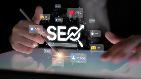 Social media marketing strategy with engagement metrics. Social marketing boosts media visibility. Social media marketing drives traffic. Social media marketing increases engagement.の写真素材