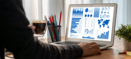 Business data dashboard provide modish business intelligence analytic for marketing strategy...