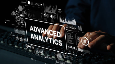Digital Data Analysis with Advanced Analytics Concept and Keyboard Interaction in Modern Technology Environment. Asymptotic smart data analytic.の写真素材