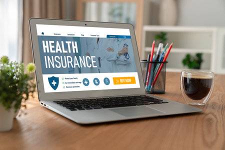 Health insurance web site modish registration system for easy form fillingの写真素材