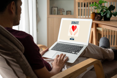Online donation platform offer modish money sending system for people to transfer on the internetの写真素材