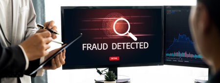 Cyber security software show alert of cyber attack for protection brisk. Danger from virus, phishing and cyber fraud.の写真素材