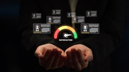 Customer experience review analysis, customer satisfaction improvement, feedback data evaluation, service quality enhancement, and business reputation through online review insights.の写真素材