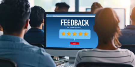 Customer feedback and review analysis by brisk computer software for corporate businessの素材