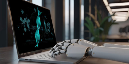 Medical science technology and futuristic healthcare virtual computer software analyze human health and diagnose disease for doctor data and medical research. briskの素材