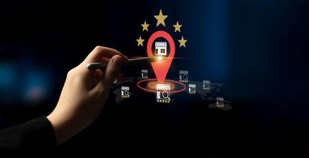 Local business ranking concept highlights brand visibility, location optimization, and customer...