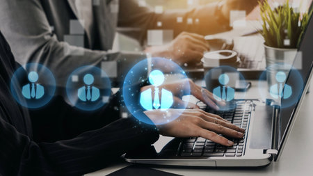 Digital recruitment and online hiring, virtual headhunting, smart recruitment platforms, talent...