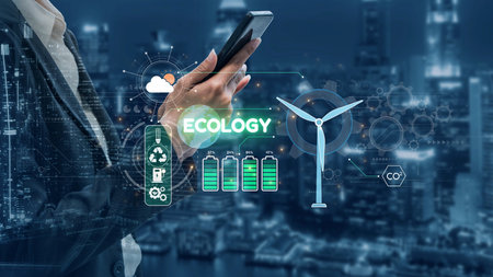 Sustainable business practices, green innovation, eco-friendly solutions, climate action, and long-term sustainability strategies supporting environmental goals and corporate responsibility.の写真素材