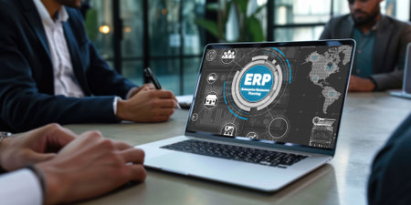 ERP enterprise resource planning software for brisk business to plan the marketing strategyの素材