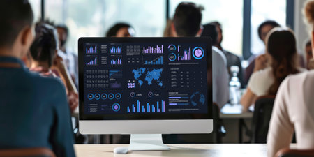 Business data dashboard provide business intelligence analytic for marketing strategy planning brisk with big data set to analyze customer demands and foreseeing business futureの素材