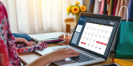 Calendar on computer software application for brisk schedule planning for personal organizer and online businessの素材