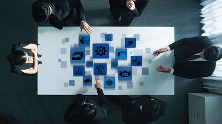 AI Assistant Brain Processor with LLM Technology, Big Data, Machine Learning, Generative AI for Business Support, Future Agentic AI Technology and Artificial Intelligence Prompt Engineering. Enticeの写真素材