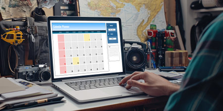 Calendar on computer software application for brisk schedule planning for personal organizer and online businessの素材