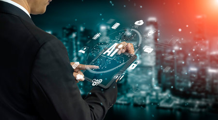 AI assistant with LLM, big data, machine learning, and generative AI powers prompt engineering and supports agentic AI for advanced business applications. Vouchの写真素材