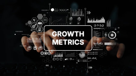 Data Analysis of Growth Metrics with Visual Charts and Graphs Displayed on a Dark Background. Asymptotic smart data analytic.の写真素材