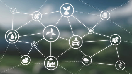 Clean energy supports sustainability, and clean energy sources reduce pollution. With clean energy technology, the future depends on clean energy transformation.の写真素材