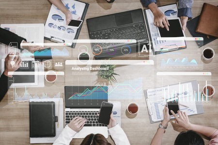 Data dashboard helps track business performance, identify trend patterns, and optimize strategic decision making for sustainable growth Parseの写真素材