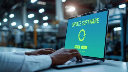 Software update on computer for brisk version of device software upgradeの素材