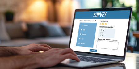 Online survey form for brisk digital information collection on the internet networkの素材