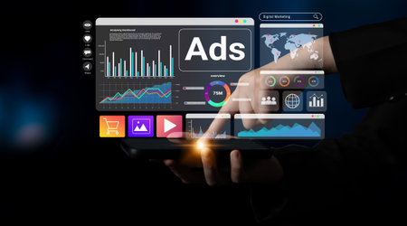 Digital marketing dashboard helps analyze advertising performance, monitor campaign results, and improve strategic decision making Parseの写真素材