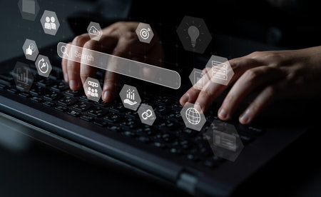 Search bar representing digital marketing, SEO analysis, and network data management Parse