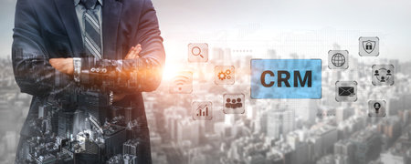 CRM system enhances customer relationship management by integrating communication, data analytics, and automation tools to improve marketing, sales, and service performance. Parseの写真素材
