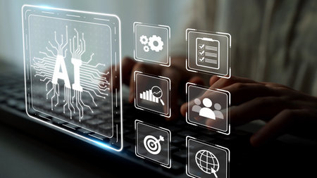 AI Assistant Brain Processor with LLM Technology, Big Data, Machine Learning, Generative AI for Business Support, Future Agentic AI Technology and Artificial Intelligence Prompt Engineering.の写真素材