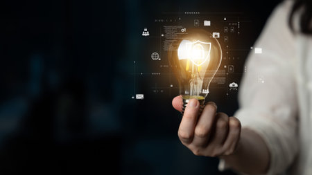 AI cybersecurity system protects digital assets through intelligent detection, access control, and threat prevention, enhancing security, resilience, and network trust. Parseの写真素材