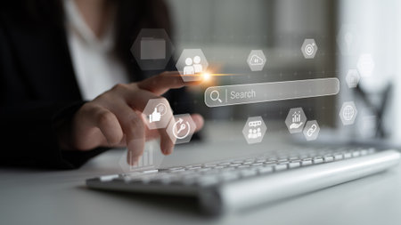 Search bar representing digital marketing, SEO analysis, and network data management Parse
