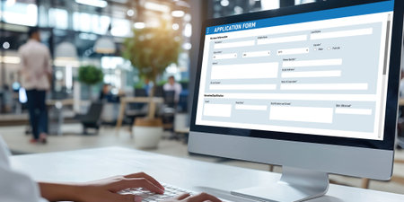 Online application form for brisk registration on the internet websiteの素材