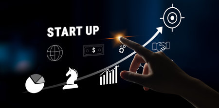 A business start up growth strategy from idea to success. The process of funding, planning, and...