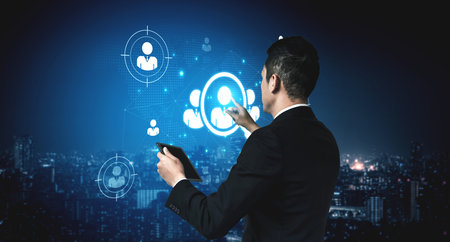 Concept of global talent acquisition and human resources. The process of headhunting and searching...